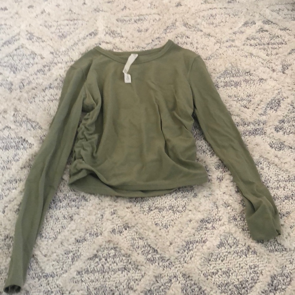 Light Green top with scrunching on the sides.